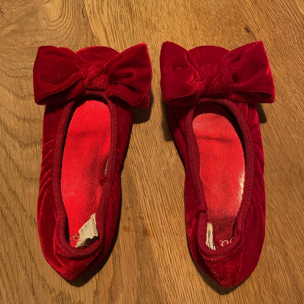Gap Kids Red Velvet Bow Ballet Flats